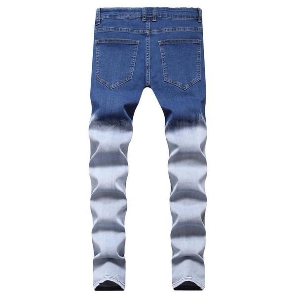 men's jeans 2021 two-tone stretch denim trousers teenagers washed casual ripped with whiskers, Blue
men's jeans 2021 two-tone stretch denim trousers teenagers washed casual ripped with whiskers, Blue