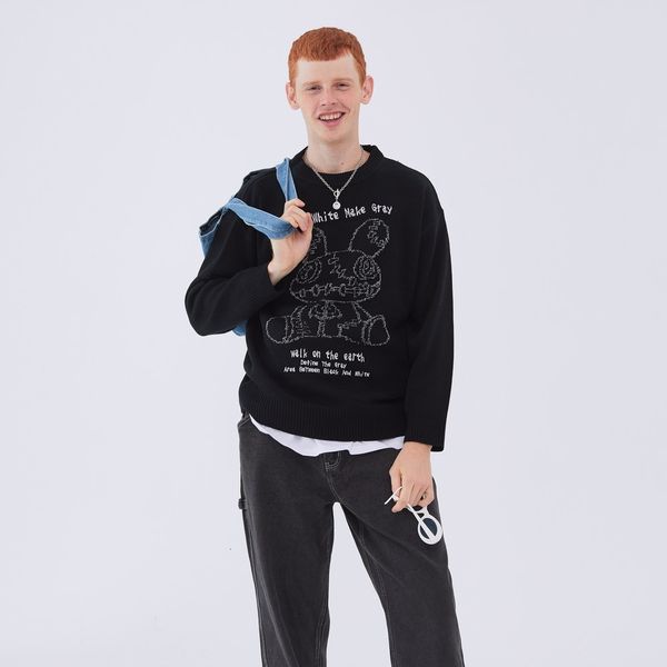 sweater spring kawaii from cartoons streetwear couple knitted or crocheted harajuku men's clothes pull hom 2021 sweater, White;black
sweater spring kawaii from cartoons streetwear couple knitted or crocheted harajuku men's clothes pull hom 2021 sweater, White;black