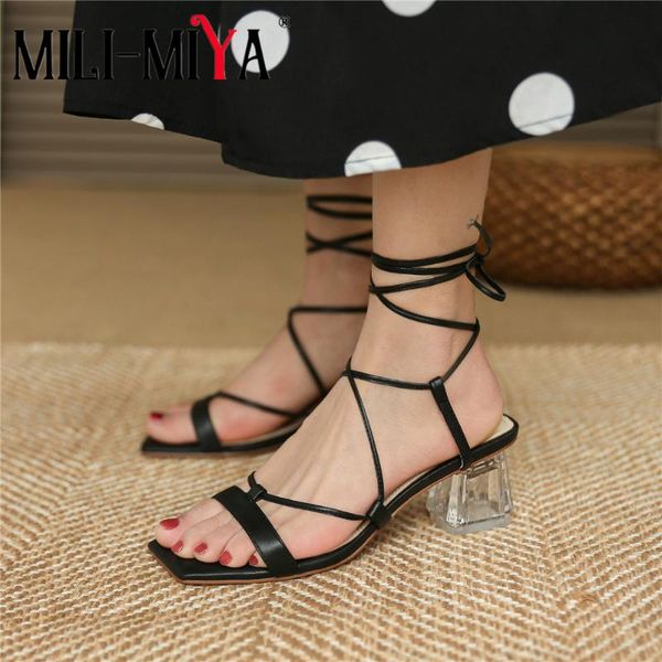 mili-miya 2021 chunky clear high heels cross tied gladiator sandals peep toe genuine cow leather women summer shoes, Black
mili-miya 2021 chunky clear high heels cross tied gladiator sandals peep toe genuine cow leather women summer shoes, Black