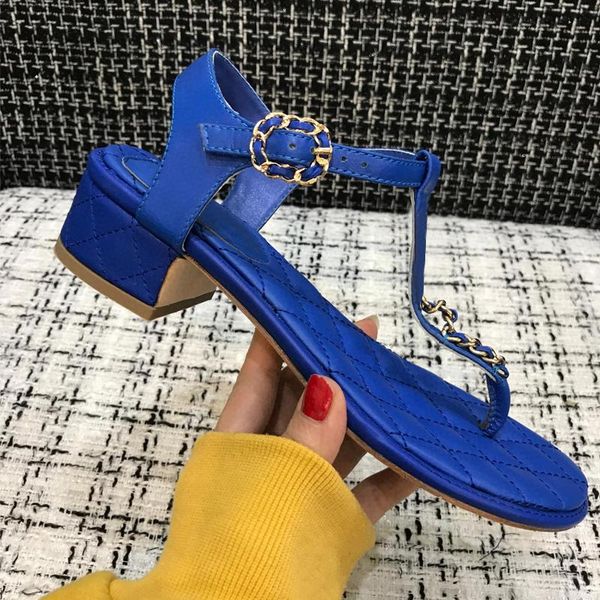 metal chain thick heel platform sandals sheepskin gold thong, Black 
metal chain thick heel platform sandals sheepskin gold thong, Black