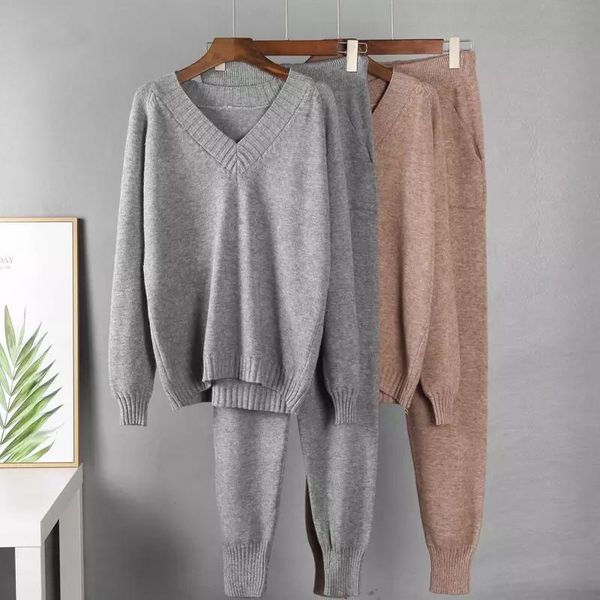 women's two piece pants cashmere knitted sets women 2021 loose v neck sweater & carrot pant 2 pieces female outfit tracksuits harem, White
women's two piece pants cashmere knitted sets women 2021 loose v neck sweater & carrot pant 2 pieces female outfit tracksuits harem, White