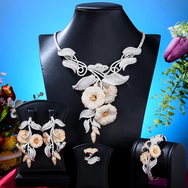 earrings & necklace blachette dubai exclusive customized full cubic zircon flower bracelet ring women bridal wedding jewelry set, Silver
earrings & necklace blachette dubai exclusive customized full cubic zircon flower bracelet ring women bridal wedding jewelry set, Silver