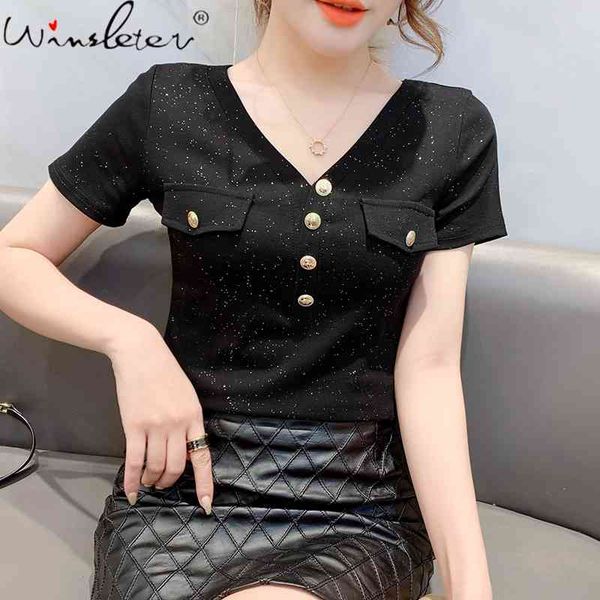 women's t-shirt summer korean style cotton girls fashion v-neck button women short sleeve shiny slim tees t12905a b5q9, White
women's t-shirt summer korean style cotton girls fashion v-neck button women short sleeve shiny slim tees t12905a b5q9, White
