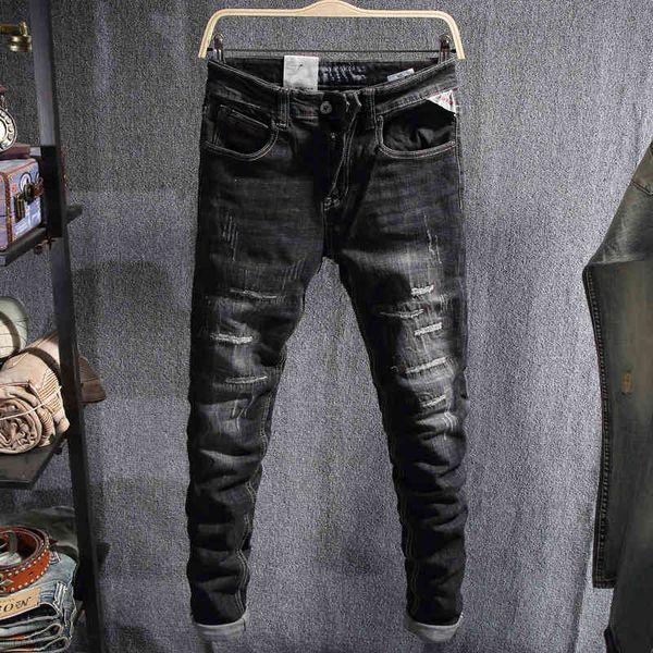 jeans italian style fashion black color patchwork designer ripped men punk pants streetwear hip hop jeans homme, Blue
jeans italian style fashion black color patchwork designer ripped men punk pants streetwear hip hop jeans homme, Blue