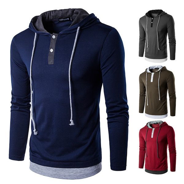 Male T-shirt hood long 2-in-1 sweater with hip hip-hop style street tops, White;black
Male T-shirt hood long 2-in-1 sweater with hip hip-hop style street tops, White;black