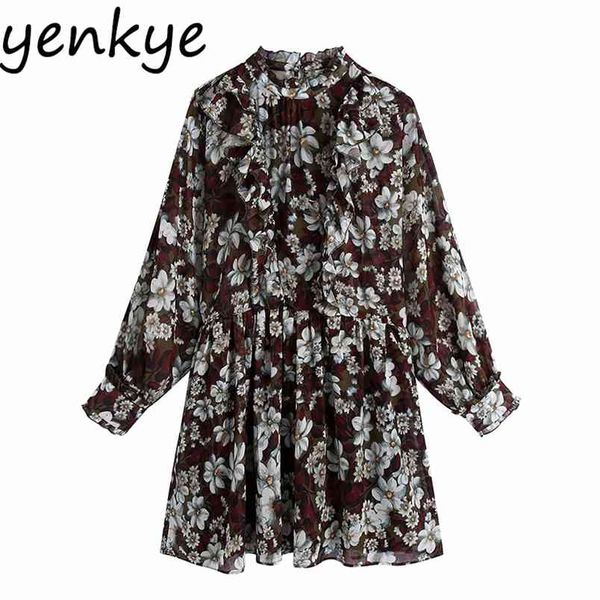 fashion women ruffle vintage floral print dress stand collar long sleeve casual chiffon spring autumn short vestido 210514, Black;gray
fashion women ruffle vintage floral print dress stand collar long sleeve casual chiffon spring autumn short vestido 210514, Black;gray