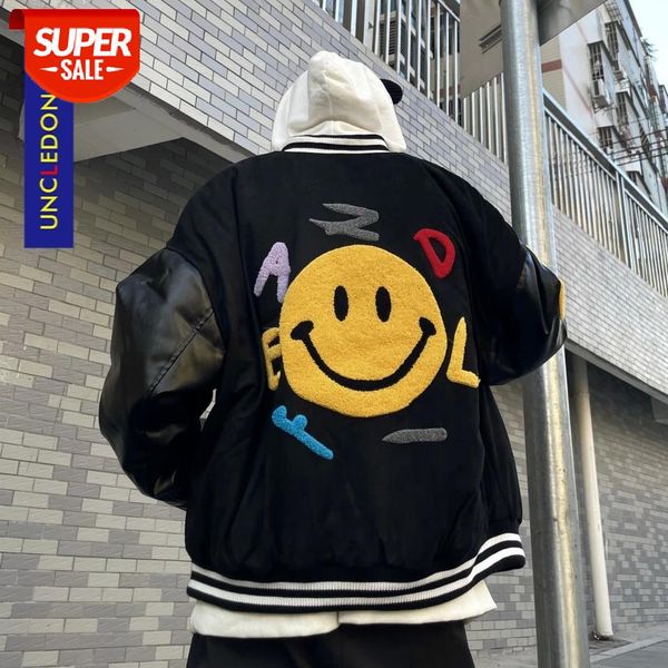 uncledonjm smile embroidered stitched bomber jacket korean clothes mens clothing japanese streetwear men coat sur-96001 #1q8y, White;black
uncledonjm smile embroidered stitched bomber jacket korean clothes mens clothing japanese streetwear men coat sur-96001 #1q8y, White;black