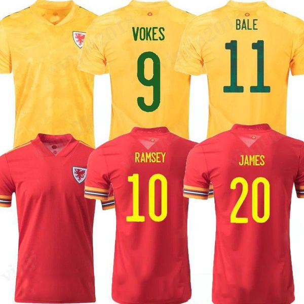 2021 2022 wales soccer jerseys bale james home away player version ramsey men kids maillot de football shirts 21 22 allen wilson vokes rober, Black;yellow