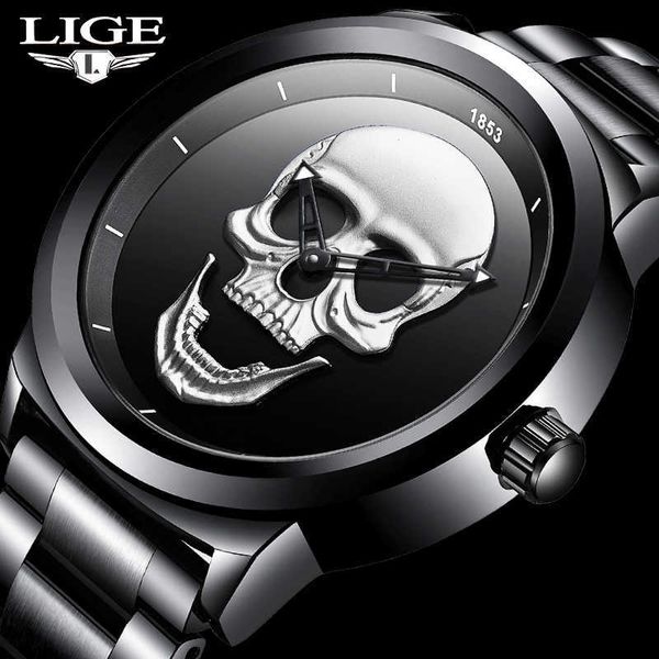 lige creative skull men watches fashion sports brand watch men waterproof stainless steel watch relogio masculino 210527, Slivery;brown
lige creative skull men watches fashion sports brand watch men waterproof stainless steel watch relogio masculino 210527, Slivery;brown