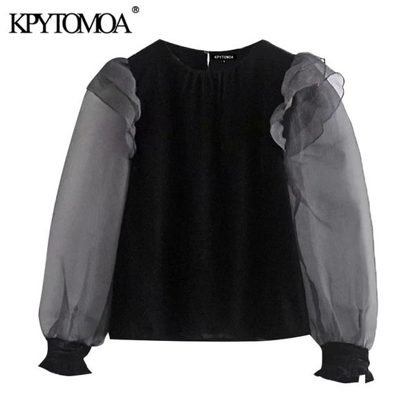 women fashion with organza ruffle patchwork velvet blouses vintage o neck long sleeve female shirts chic 210420, White
women fashion with organza ruffle patchwork velvet blouses vintage o neck long sleeve female shirts chic 210420, White
