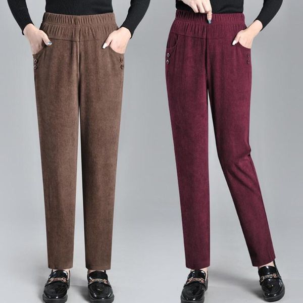 women's pants & capris autumn corduroy middle-aged elastic waist casual wild straight trousers pantalones de mujer s1696, Black;white
women's pants & capris autumn corduroy middle-aged elastic waist casual wild straight trousers pantalones de mujer s1696, Black;white