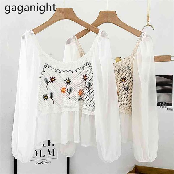 gauze hollow out women chiffon blouses embroidery patchwork floral o neck shirt chic korean blusas outwear 210601, White
gauze hollow out women chiffon blouses embroidery patchwork floral o neck shirt chic korean blusas outwear 210601, White
