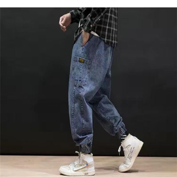 men's pants american retro jeans loose binding feet wide legs fall winter plus size fat casual long 8288, Black
men's pants american retro jeans loose binding feet wide legs fall winter plus size fat casual long 8288, Black