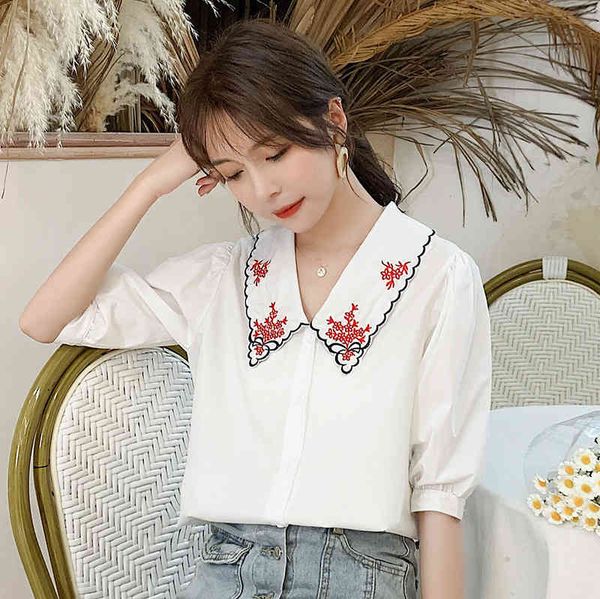 comelvintage puff sleeve embroidery blouse women summer white blue korean blouse button up ladies 210515
comelvintage puff sleeve embroidery blouse women summer white blue korean blouse button up ladies 210515
