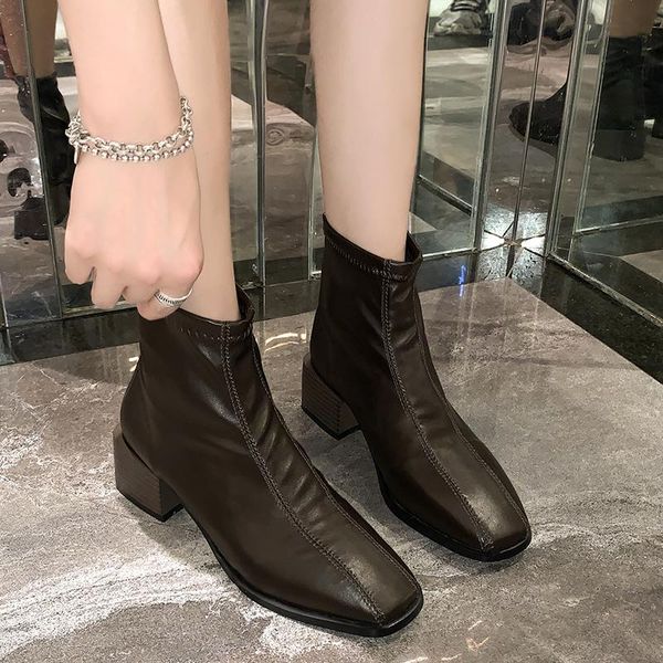 boots 2021 winter women shoes woman ankle square toe mid heels ladies fashion zipper leather, Black
boots 2021 winter women shoes woman ankle square toe mid heels ladies fashion zipper leather, Black