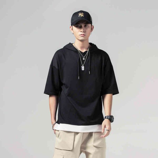 summer korean hooded short t-shirt, men's hoodie, loose fitting student youth sweater, 3 / 4 middle sve t-shirt, White;black
summer korean hooded short t-shirt, men's hoodie, loose fitting student youth sweater, 3 / 4 middle sve t-shirt, White;black
