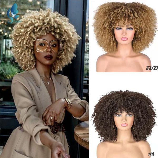 synthetic wigs short hair afro kinky curly with bangs for black women african ombre glueless cosplay high temperature 14"
synthetic wigs short hair afro kinky curly with bangs for black women african ombre glueless cosplay high temperature 14"