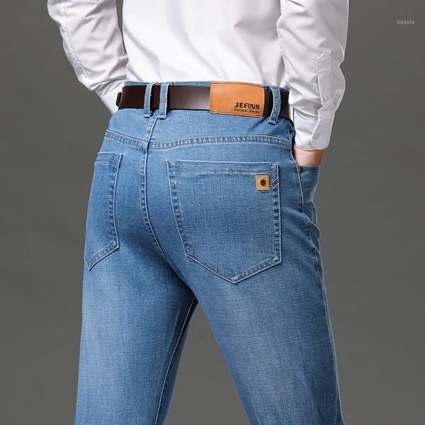 big size 42 44 46 mens thin light jeans summer business casual stretch classic denim pants slim fit straight trousers men's, Blue
big size 42 44 46 mens thin light jeans summer business casual stretch classic denim pants slim fit straight trousers men's, Blue