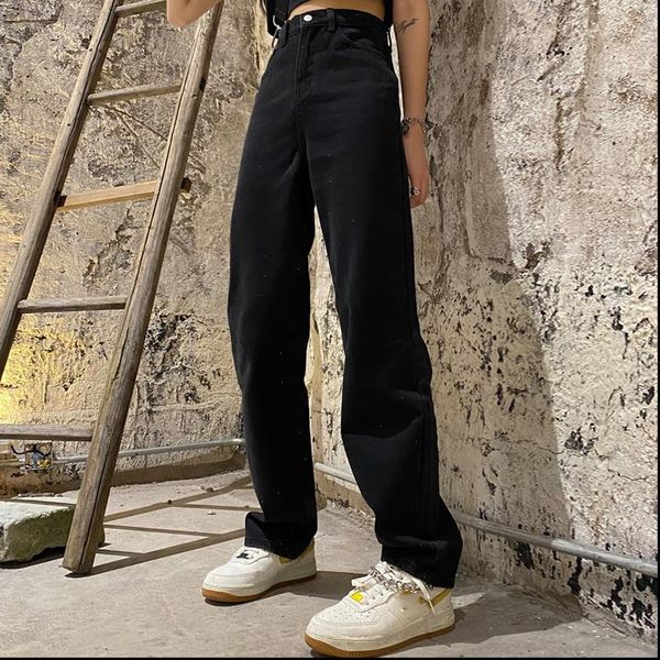 black high waist vintage womens jean loose chic straight wide leg denim plus size boyfriend mom, Blue
black high waist vintage womens jean loose chic straight wide leg denim plus size boyfriend mom, Blue