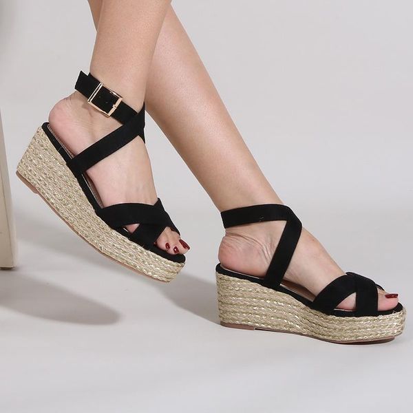 sandals 2021 summer women's fashion cross belt slope heel buckle high shoes sold on behalf of express, Black
sandals 2021 summer women's fashion cross belt slope heel buckle high shoes sold on behalf of express, Black