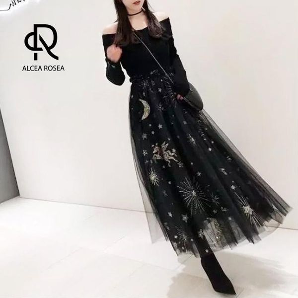 skirts alcea rosea 2021 summer vintage women high waist tulle mesh star and moon embroidery pleated floral girls ar106, Black
skirts alcea rosea 2021 summer vintage women high waist tulle mesh star and moon embroidery pleated floral girls ar106, Black