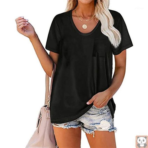 women's t-shirt 2021 spring and summer loose casual large size solid color pocket round neck short sleeve, White
women's t-shirt 2021 spring and summer loose casual large size solid color pocket round neck short sleeve, White