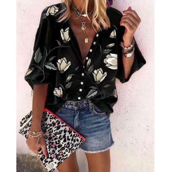 spring and summer casual printed single breasted cardigan, versatile shirt woman', Black;brown
spring and summer casual printed single breasted cardigan, versatile shirt woman', Black;brown