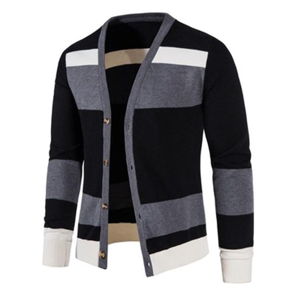 men's sweaters 2021 fall knitwear colorblock striped v-neck cardigan sweater casual slim quality clothing sueter masculino kardigan, White;black
men's sweaters 2021 fall knitwear colorblock striped v-neck cardigan sweater casual slim quality clothing sueter masculino kardigan, White;black