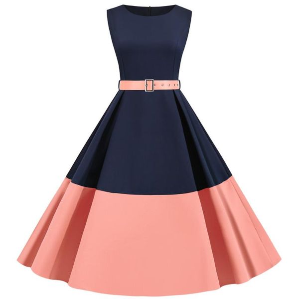 casual dresses 2021 summer round neck sleeveless color matching party dress, Black;gray
casual dresses 2021 summer round neck sleeveless color matching party dress, Black;gray