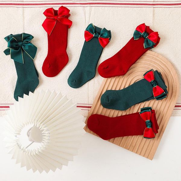 socks 2pairs set spanish style christmas for baby girls with bow knot green red solid color year wear accessories, Pink;yellow
socks 2pairs set spanish style christmas for baby girls with bow knot green red solid color year wear accessories, Pink;yellow