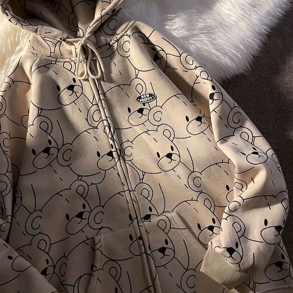 women's jackets japanese kawaii bear printed wool jacket, heavy and loose korean sweater, lovely street clothes, in spring 2021, Black;brown
women's jackets japanese kawaii bear printed wool jacket, heavy and loose korean sweater, lovely street clothes, in spring 2021, Black;brown