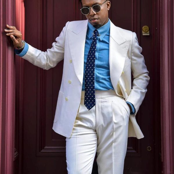 men's suits & blazers tailor made 2 pieces ivory men suit slim fit groom tuxedos wedding business double breast blazer jacket pants ter, White;black
men's suits & blazers tailor made 2 pieces ivory men suit slim fit groom tuxedos wedding business double breast blazer jacket pants ter, White;black
