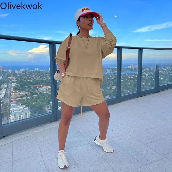 women's tracksuits olivekwok 2021 autumn woman shorts sets long sleeve fashion solid o-neck casual sport two-piece suits, Gray
women's tracksuits olivekwok 2021 autumn woman shorts sets long sleeve fashion solid o-neck casual sport two-piece suits, Gray
