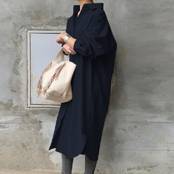 casual dresses 2021 spring autumn long sleeve shirt dress korean chic solid black white oversized midi office lady work wear, Black;gray
casual dresses 2021 spring autumn long sleeve shirt dress korean chic solid black white oversized midi office lady work wear, Black;gray
