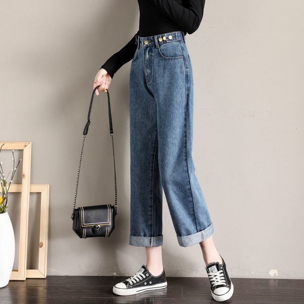women's blue denim lasso up vintage washed button total length down the line casual straight jeans high waist
women's blue denim lasso up vintage washed button total length down the line casual straight jeans high waist