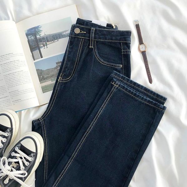 women's jeans high waist women casual streetwear y2k classic versatile vintage dark blue 2021 female straight pants
women's jeans high waist women casual streetwear y2k classic versatile vintage dark blue 2021 female straight pants