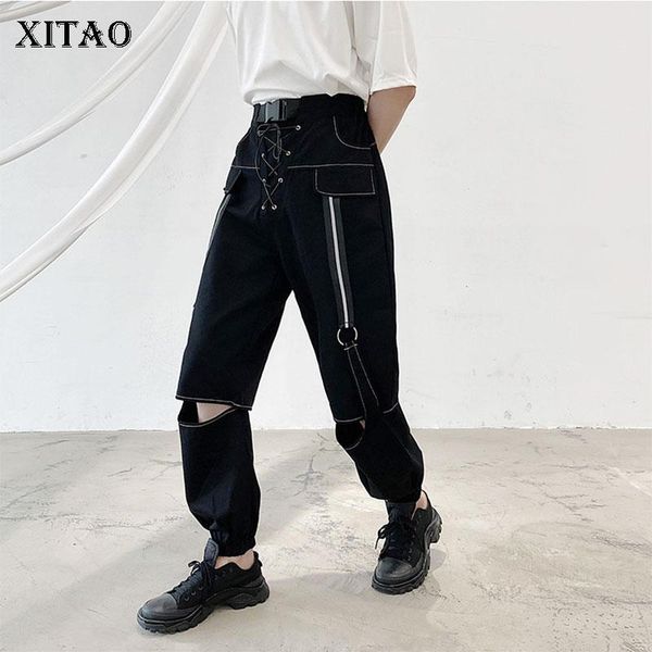 women's pants & capris xitao patchwork irregular bandage women 2021 autumn casual fashion style all match mid waist clothes zyq4134, Black;white
women's pants & capris xitao patchwork irregular bandage women 2021 autumn casual fashion style all match mid waist clothes zyq4134, Black;white