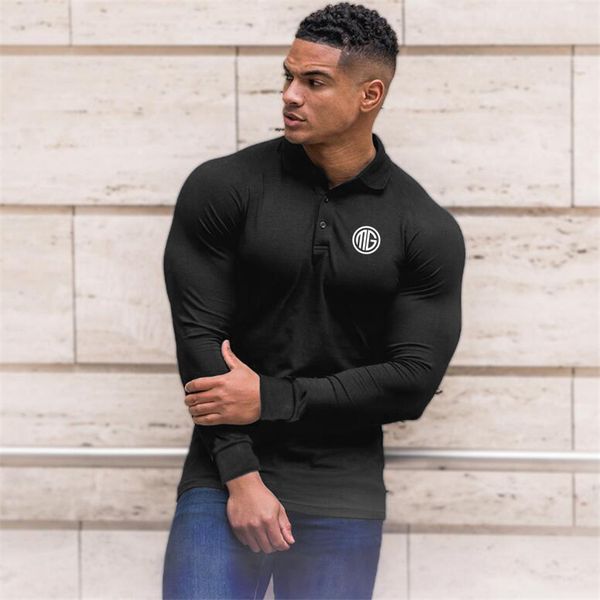 autumn cotton fashion polo shirt men long sleeve muscleguys classic breathable fitness tees men's polo shirts gym clothing 210421, White;black
autumn cotton fashion polo shirt men long sleeve muscleguys classic breathable fitness tees men's polo shirts gym clothing 210421, White;black