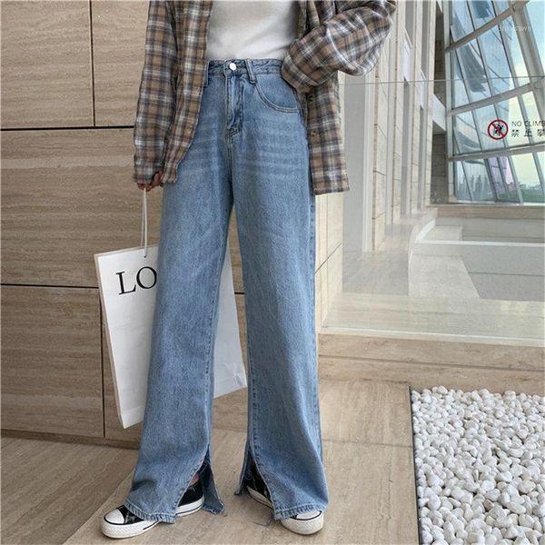 women's jeans hzirip all match large size fork loose female vintage women high waist denim full-length straight split pants, Blue
women's jeans hzirip all match large size fork loose female vintage women high waist denim full-length straight split pants, Blue