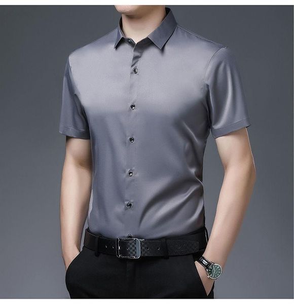 men's dress shirts shirt large business 2021 short sleeve hawaiian tooling solid color thin ice silk non iron camisa social masculina, White;black
men's dress shirts shirt large business 2021 short sleeve hawaiian tooling solid color thin ice silk non iron camisa social masculina, White;black