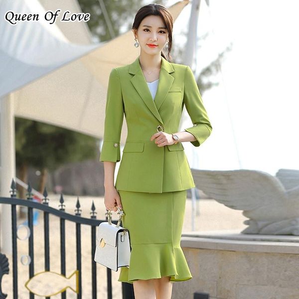 office lady formal business skirt suit for women 2021 summer 2 piece set three quarter sleeve blazer ruffle skirts sets two dress, White
office lady formal business skirt suit for women 2021 summer 2 piece set three quarter sleeve blazer ruffle skirts sets two dress, White