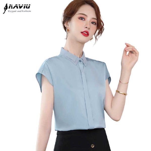 light blue shirt women design summer high end chiffon temperamet formal short sleeve blouses office ladies work 210604, White
light blue shirt women design summer high end chiffon temperamet formal short sleeve blouses office ladies work 210604, White