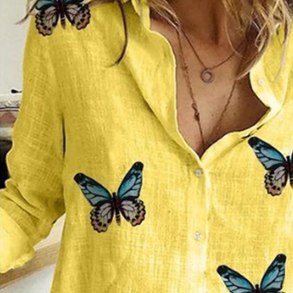 women womens shirts casual long sleeve butterflies print single breasted office shirt blouse fashion, White
women womens shirts casual long sleeve butterflies print single breasted office shirt blouse fashion, White