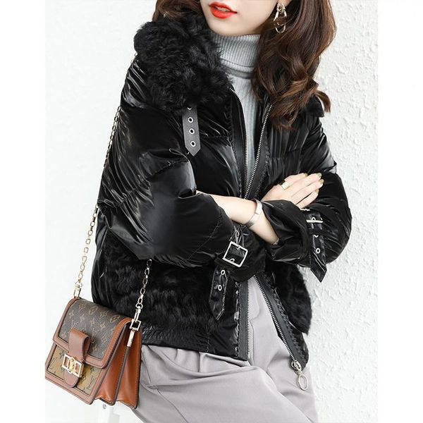 women's fur & faux shzq lamb one white duck down jacket korean overcoat coat fashion in autumn and winter 2021, Black
women's fur & faux shzq lamb one white duck down jacket korean overcoat coat fashion in autumn and winter 2021, Black