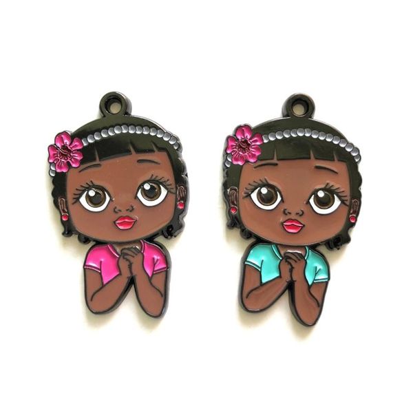 charms 5pcs cute praying afro black girl enamel for bracelet making pendant woman jewelry bangle necklace keychain items, Bronze;silver
charms 5pcs cute praying afro black girl enamel for bracelet making pendant woman jewelry bangle necklace keychain items, Bronze;silver