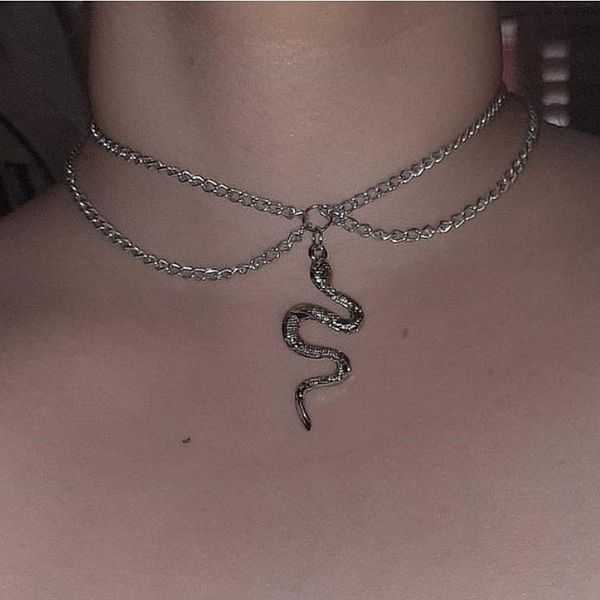 pendant necklaces goth women neck chain snake choker on the double layer jewelry 2021 chocker collar checker for girl, Silver
pendant necklaces goth women neck chain snake choker on the double layer jewelry 2021 chocker collar checker for girl, Silver