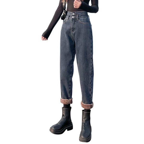 high waist fleece jeans for women 2021 winter warm denim trousers solid loose thickening harem pants female streetwear p9625 women's, Blue
high waist fleece jeans for women 2021 winter warm denim trousers solid loose thickening harem pants female streetwear p9625 women's, Blue