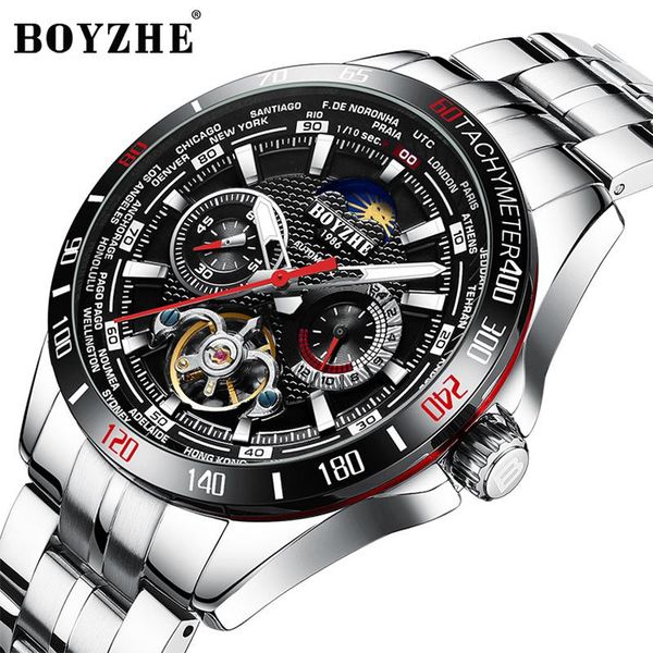 wristwatches boyzhe mechanical watch men stainless steel waterproof complete calendar military automatic tourbillon watches montre relogio, Slivery;brown
wristwatches boyzhe mechanical watch men stainless steel waterproof complete calendar military automatic tourbillon watches montre relogio, Slivery;brown