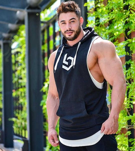 muscle fitness vest men's sleeveless hooded vest running fitness brother sports loose breathable pullover vest, White;black
muscle fitness vest men's sleeveless hooded vest running fitness brother sports loose breathable pullover vest, White;black