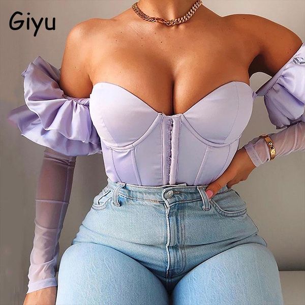 giyu club party satin blouse women autumn crop slash neck mesh ruffle long sleeve 2021 elegant chemise femme blusas women's blouse, White
giyu club party satin blouse women autumn crop slash neck mesh ruffle long sleeve 2021 elegant chemise femme blusas women's blouse, White